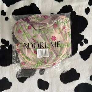 Adore Me Pink Floral Embroidered Bustier